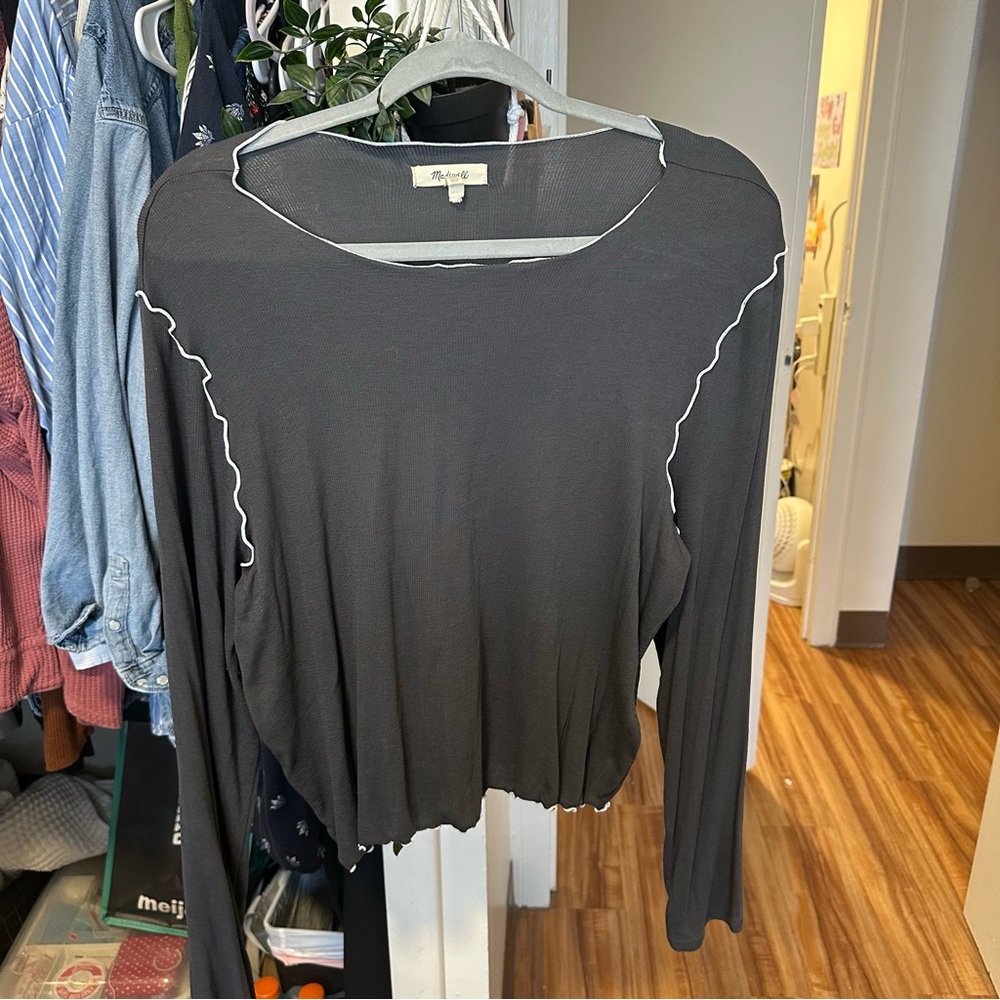 Madewell Contrast-Stitched Crewneck Crop Tee